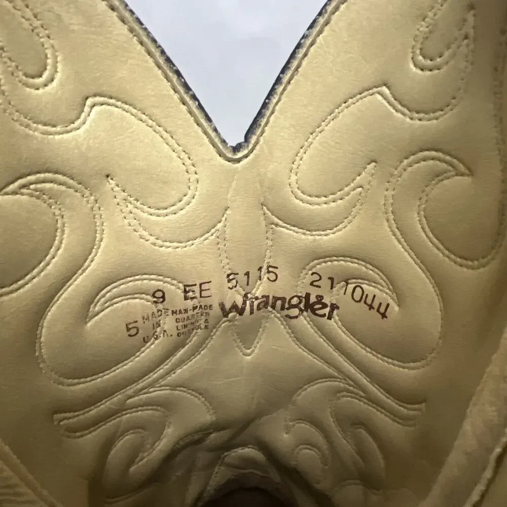 Vintage Wrangler Cowboy Western Boots Men’s 9 EE Brown Distressed 5115
